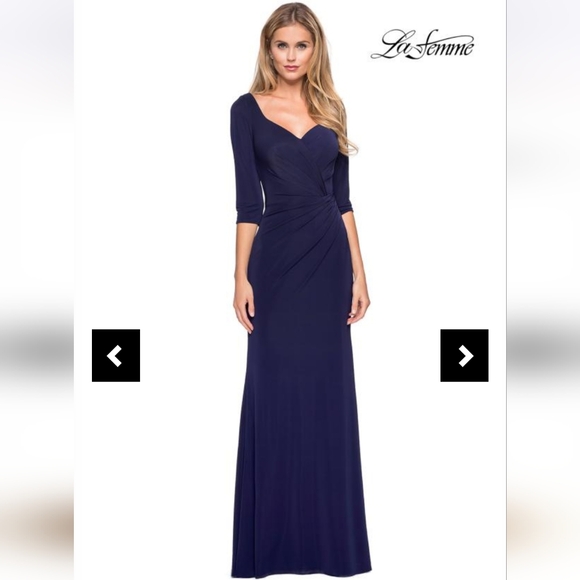 La Femme - 26955 Ruched V-neck Sheath Dress